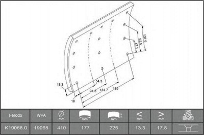 FERODO k190680f3526 -  Комплект тормозных башмаков, барабанные тормоза