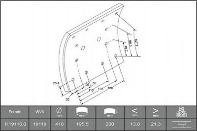 FERODO k191160f3653 -  Комплект тормозных башмаков, барабанные тормоза