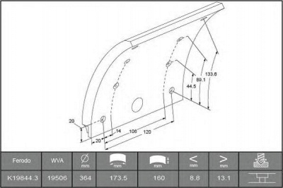 FERODO k198443f3549 -  Комплект тормозных башмаков, барабанные тормоза