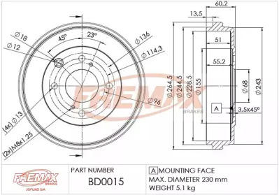 FREMAX bd0015 -  Тормозной барабан
