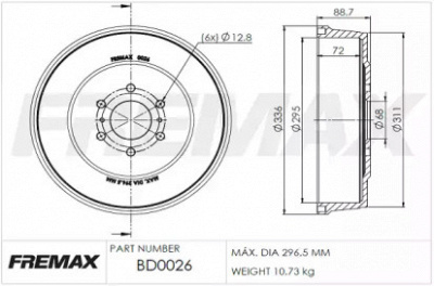 FREMAX bd0026 -  Тормозной барабан