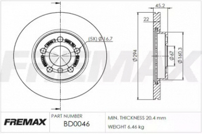 FREMAX bd0046 -  Тормозной диск