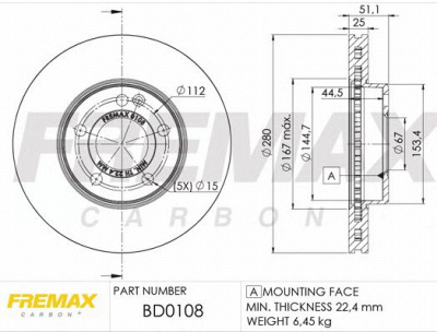 FREMAX bd0108 -  Диск тормозной вентилируемый