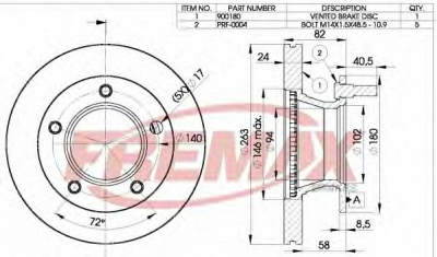 FREMAX bd0180 -  Тормозной диск