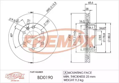 FREMAX bd0190 -  Тормозной диск