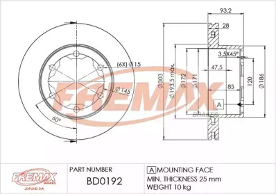FREMAX bd0192 -  Тормозной диск