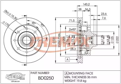 FREMAX bd0250 -  Тормозной диск