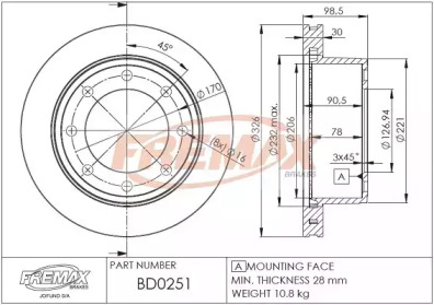FREMAX bd0251 - Тормозной диск