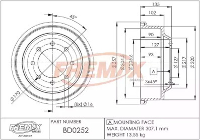 FREMAX bd0252 -  Тормозной барабан