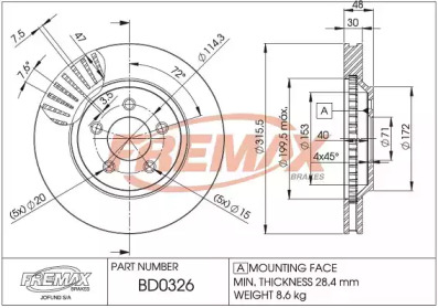 FREMAX bd0326 -  Тормозной диск