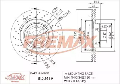 FREMAX bd0419 -  Тормозной диск