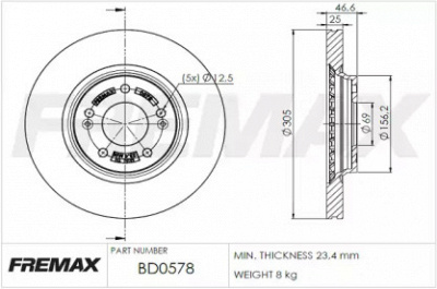 FREMAX bd0578 -  Тормозной диск