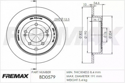 FREMAX bd0579 -  Тормозной диск