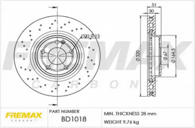FREMAX bd1018 -  Диск тормозной передний вентилируемый, перфорированный