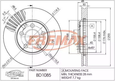 FREMAX bd1085 -  Тормозной диск