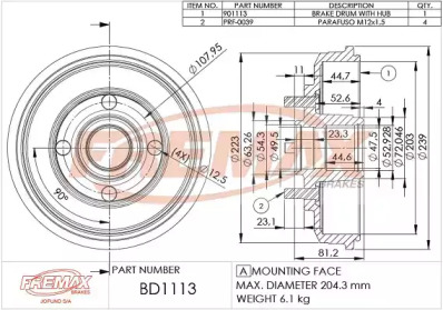 FREMAX bd1113 -  Тормозной барабан