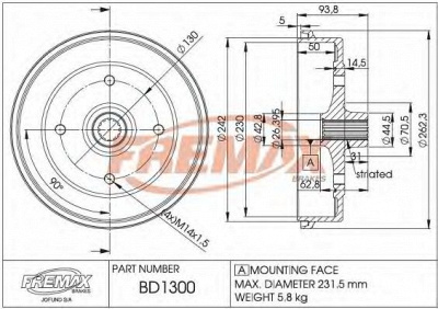FREMAX bd1300 -  Тормозной барабан