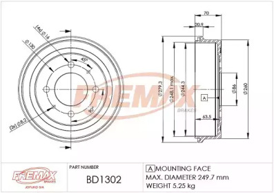 FREMAX bd1302 -  Тормозной барабан