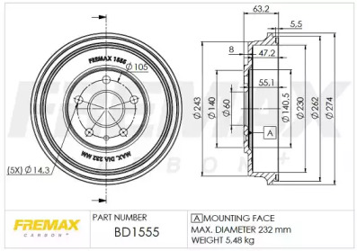 FREMAX bd1555 -  Тормозной барабан