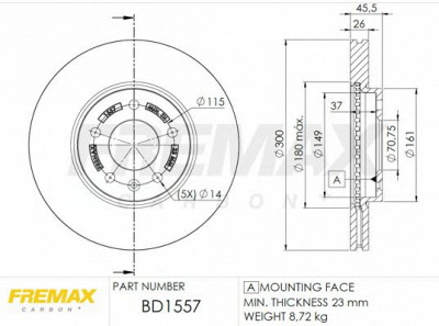 FREMAX bd1557 -  Тормозной диск