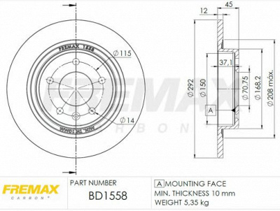 FREMAX bd1558 -  Диск тормозной задний