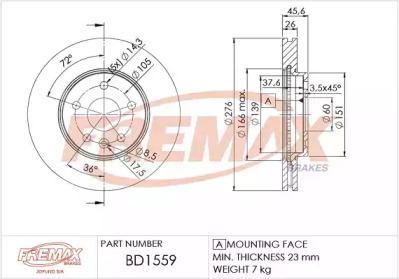 FREMAX bd1559 -  Тормозной диск