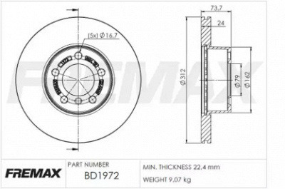 FREMAX bd1972 -  Тормозной диск