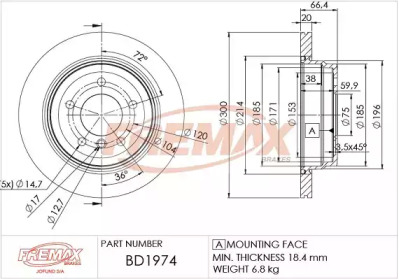 FREMAX bd1974 -  Тормозной диск