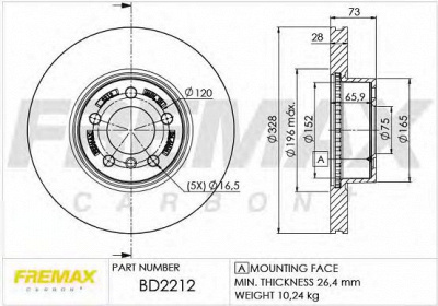 FREMAX bd2212 -  Диск тормозной передний вентилируемый