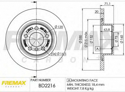 FREMAX bd2216 -  Тормозной диск