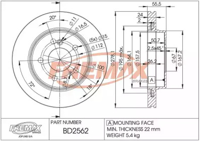 FREMAX bd2562 -  Тормозной диск