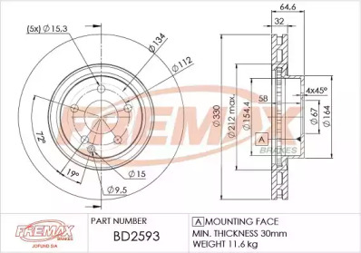 FREMAX bd2593 -  Тормозной диск