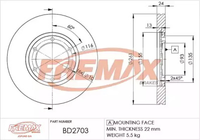 FREMAX bd2703 -  Тормозной диск