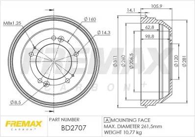 FREMAX bd2707 -  Тормозной барабан