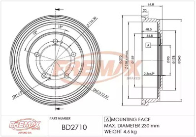 FREMAX bd2710 -  Тормозной барабан