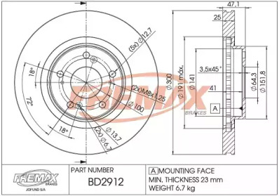FREMAX bd2912 -  Тормозной диск