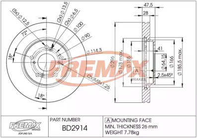 FREMAX bd2914 -  Тормозной диск
