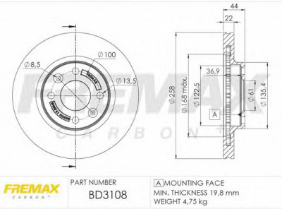 FREMAX bd3108 -  ДИСК ТОРМОЗНОЙ ПЕРЕДНИЙ REN LOGAN 2, SANDERO 2