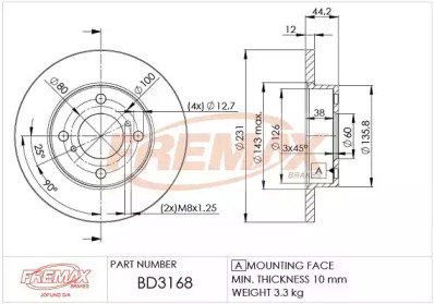 FREMAX bd3168 -  Тормозной диск