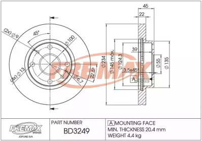 FREMAX bd3249 -  Тормозной диск