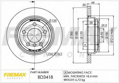 FREMAX bd3418 -  Диск тормозной задний вентилируемый