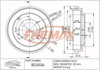 FREMAX bd3536 -  Тормозной барабан