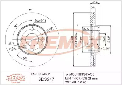 FREMAX bd3547 -  Тормозной диск