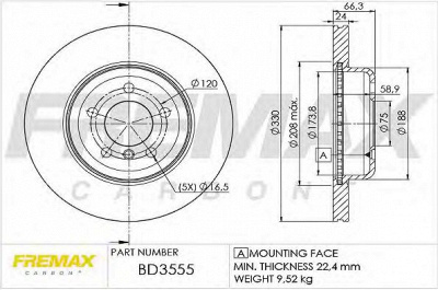 FREMAX bd3555 -  Диск тормозной передний вентилируемый