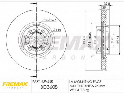 FREMAX bd3608 -  Тормозной диск