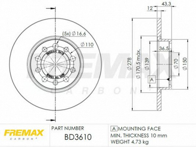 FREMAX bd3610 -  Тормозной диск