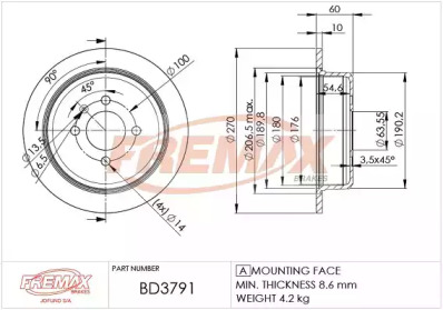 FREMAX bd3791 -  Тормозной диск