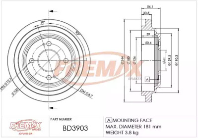 FREMAX bd3903 -  Тормозной барабан
