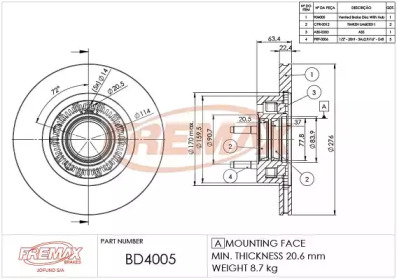 FREMAX bd4005 -  Тормозной диск