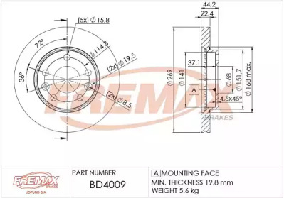 FREMAX bd4009 -  Тормозной диск